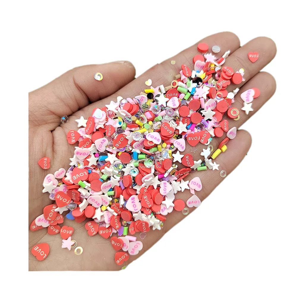 Valentine's Day Slime Accessories 500g/bag Love Heart Star Polymer Clay Slices Sprinkles Nail Beauty Play Toys