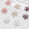 Dainty 13.5mm Full Pave Zircon Daisy Pendant White Purple Pink Flower Charm for Diy Material Jewelry Accessories