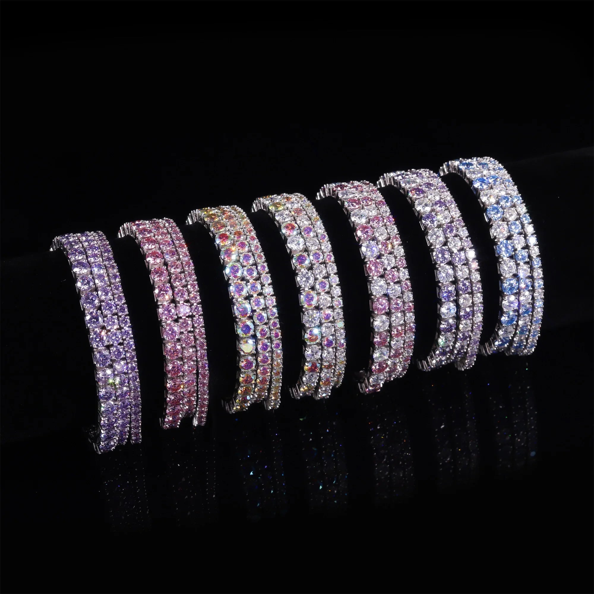 Abiding Colored Moissanite 3mm 4mm 5mm 925 Sterling Silver Tennis Bracelet 4MM 7IN Moissanite Tennis Bracelet in Stock