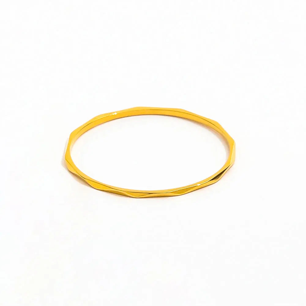 Joolim Jewelry 18K Gold Plated Stainless Steel Super Fine Line Rhombus Fresh-cut Dainty Rings for Women