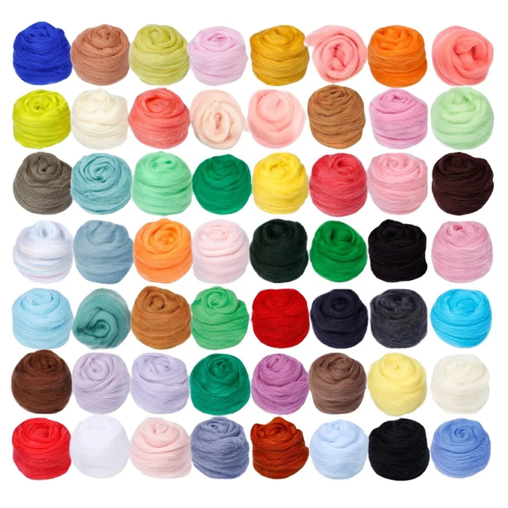 Easyhandmade Optional Colors 66S 21 Micro Merino Needle Felting Kit Ecofriendly Animal Pattern Folk Art Hand Collectible