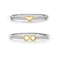 Daidan Silver Rings Women 925 Sterling Two Tone Gold Plated Heart Shape Infinity Rings