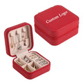 Wholesale Custom Logo Square Small Jewelry Travel Box PU Leather Jewellery Case Joyero Organizer Earring Ring Necklace Gift Box