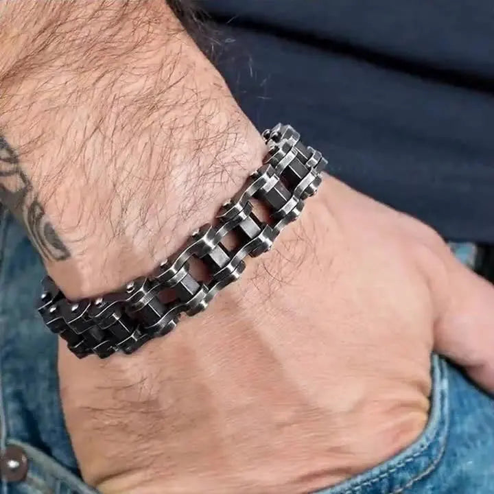 Hot Selling Gold Plated Stainless Steel Biker Chain Bracelet Sport Bangle Jewelry Bicycle Punk Bracelet for Men Jewelry