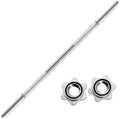 1.2m/47inch Steel Chrome Weight Lifting Straight Buckle Barbell Bar with Star Collars 25-30mm Diameter Home Use