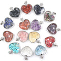 Crystal Heart Wishing Bottle Natural Stone Pendant Crystal Turquoise Tourmaline Heart Necklace With Gemstone Pendants