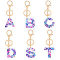 Wholesale 26 Letters Shape Fashion Resin Keychain DIY Plastic Keyring with Keychain