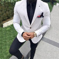 Tailored Made Latest Design White Wedding Men Suits With Black Pant Groom Business Men Tuxedos 2 Pieces Sets(Jacket+Pants)