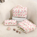 Women's Floral Cotton Travel Storage for Toiletry Bag Set Wholesale Three-Piece Large Capacity Makeup Cosmetic Pouch Organizer