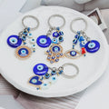 Evil Eye Crystal Keychain  Blue Round Eye Turkish Key Chains Charm Women Men Lucky Pendant Car Keyring Evils Eye Keychain