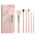 7Pcs Wood Handle Makeup Brush Set With PU Holder Foundation Powder Eye Shadow Cosmetic Make up Brushes Kit