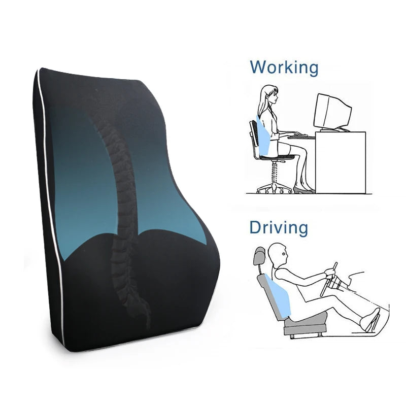Ergonomic Chair Lumbar Support Back Cushion with Memory Foam Contoured Design Knitted 3D Mesh Cover Machine Washable