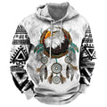 Wholesale 2025 Autumn Western Style Aztec Printed Gym Sports Hoodies Plus Size Men's Long Sleeve Crocheted Solid Loose