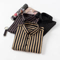 Autumn Striped Men's Long-sleeved Shirt Slim-fit Youth Inch Fashion Brand All-matching Shirt