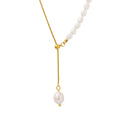 Fashion Freshwater Pearl Chain Stainless Steel Gold-plated Snake Bone Chain Necklace