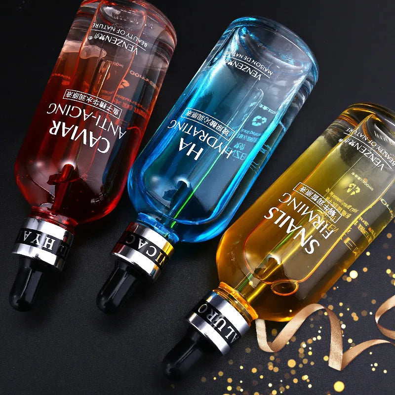 Venzen 100ml Nourishing Hydrating Moisturizing Skin Improving Brightening Hyaluronic Acid Snail Serum Caviar Essence for Face