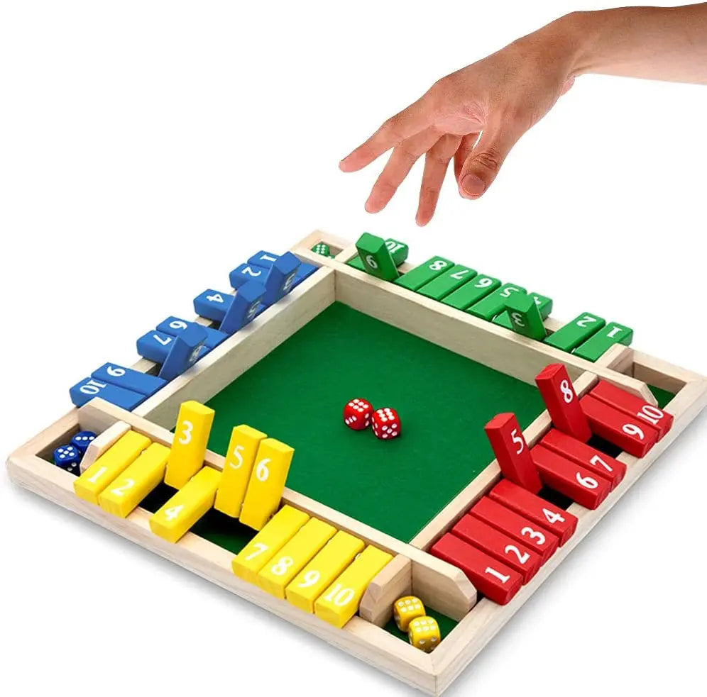Shut the Box Game Wooden Board Dice Games for Adults and Kids 2-4 Player Family Classics Tabletop Version Games for Classroom