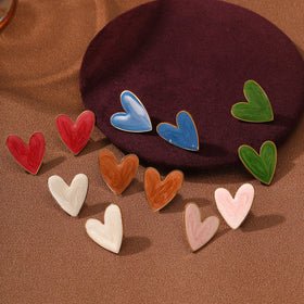 Dainty Irregular Heart Earrings for Girls Colorful Enamel Stud Earrings Stainless Steel Enamel Jewelry Women Waterproof