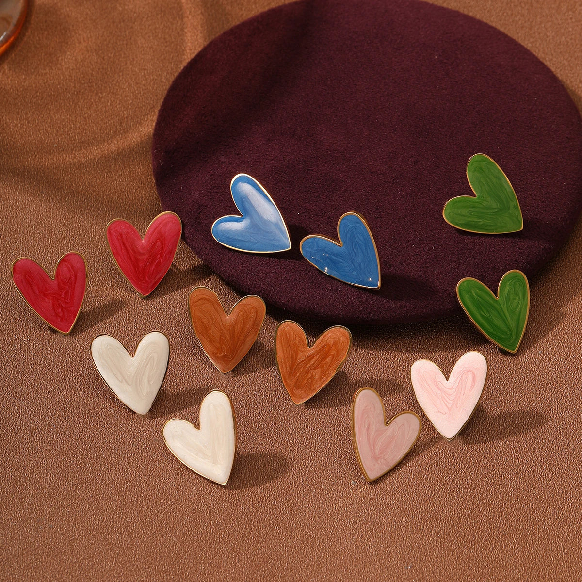 Dainty Irregular Heart Earrings for Girls Colorful Enamel Stud Earrings Stainless Steel Enamel Jewelry Women Waterproof