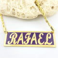 3D Engraved Name Necklace Custom Purple Enamel Nameplate Rope Chain for Women Girl Kids Hawaiian Samoan Gifts Jewelry Wholesale