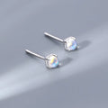 Aimgal S925 Fine Jewelry Natural Moonstone Stud Earrings Gold Plated in Stylish Design for Women's Wedding Party Great Gift Idea