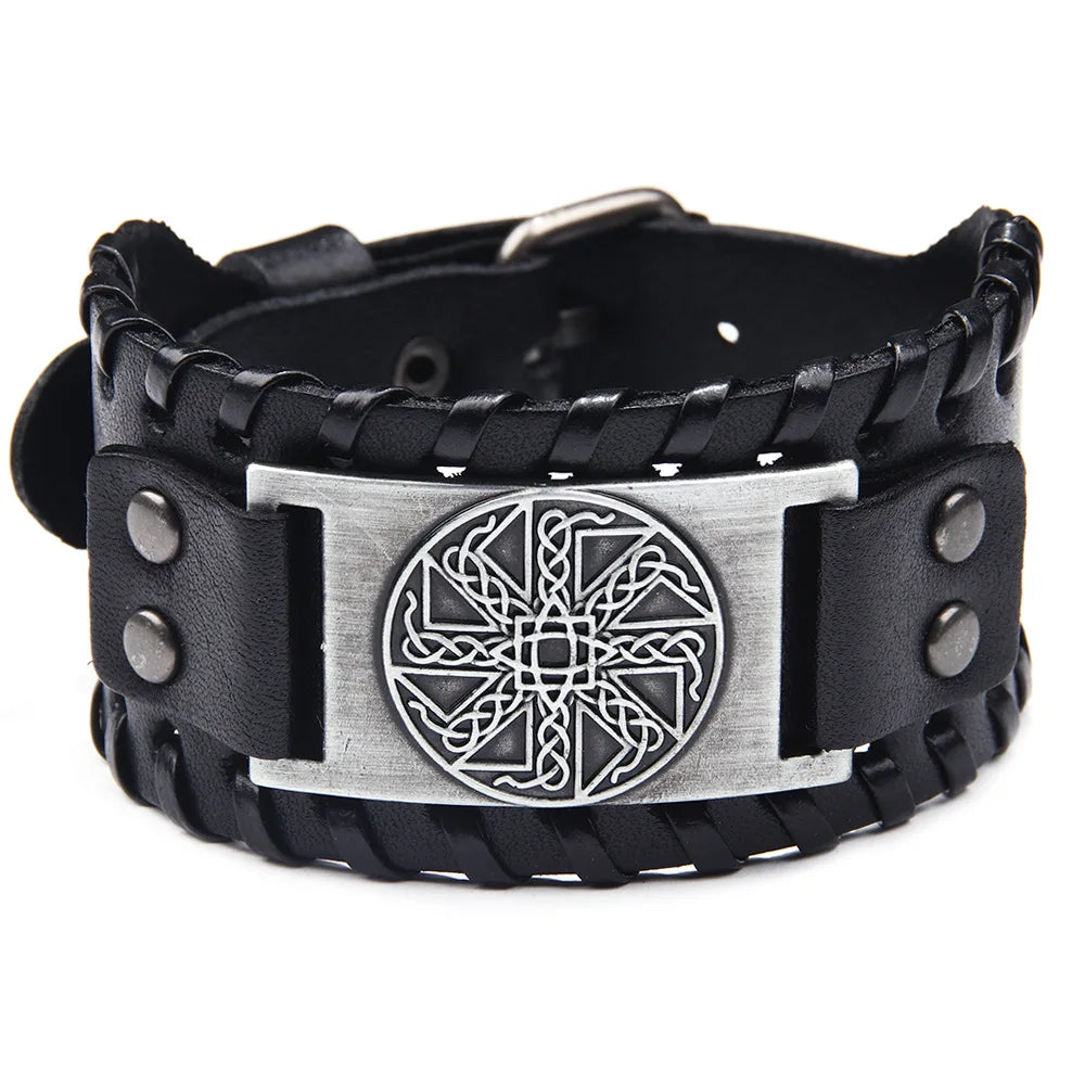 Viking Souvenir Genuine Leather Wristband Unisex Viking Bracelet Norse Myth Amulet Bracelet Viking Jewelry
