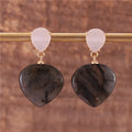 Popular Jewelry High End Labradorite Dangle Gold Stud Earrings Women Chic Teardrop Natural Stone Drop Earrings Luxury Jewelry