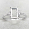 Sterling Silver 5*8/6*10mm Semi Mount Ring Shape Empty Support Blank Claw Setting Base Holder Without Center Stone DIY for Inlay