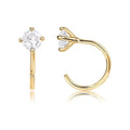 Fashion Trendy Tiny Cartilage Stainless Steel Piercing Stud Earrings Small Huggie Half Hoops with Zircon for Women's Gift