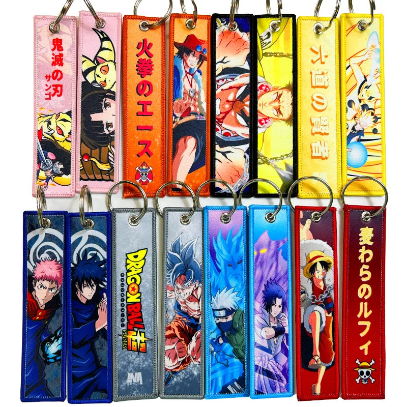 Fabric Stock Cartoon Keychain Keychain Woven Key Chain Luggage Tag Anime Embroidery Keychain Embroidered Jet Tag Key Tag