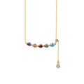 New Design Unique Rainbow CZ Tear Drop Long Bar Necklace in Sterling Silver 925