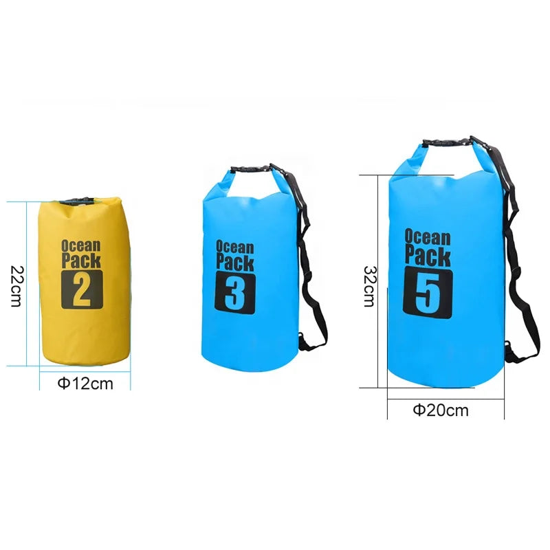 2L Waterproof Dry Bag for Outdoor Sports Water Resistant Storage Pouch for Swimming River Trekking Boating 5L 3L Options