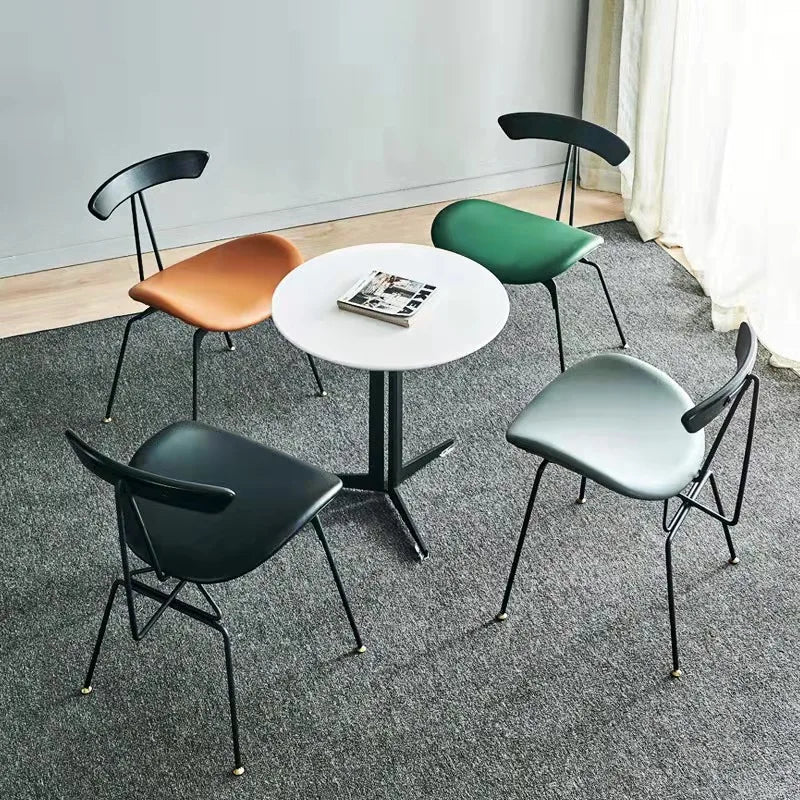 Modern Style PU Leather Reception Chair for Dining Room Hotel Restaurant Coffee Tea Shop Living Room Metal Frame