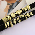 RA1171 Unique Stylish Boho Chunky Thick Wide Shiny Smooth 18K Gold Plain Multiple Layered Adjustable Statement Ring for Women