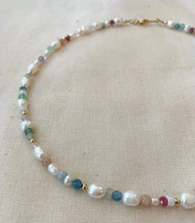 Vintage Wholesale Pearl and Gem Necklace Steel Stainless Choker Big Fashion Natural Chain Freshwater Waterproof Jewelry Women