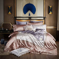 European Style pink Cotton Queen king Adult Embroidery Quilt Cover Queen Size Grey Bed Sheet High-end Bedding Set