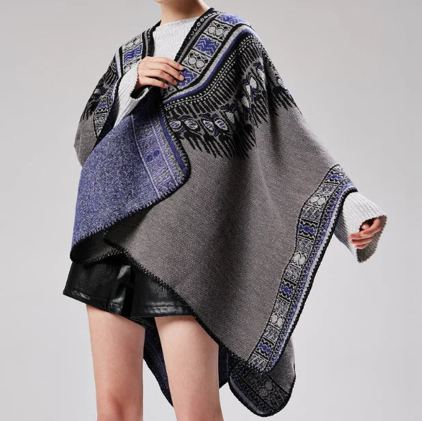 Autumn and Winter Dual Purpose Cape New Women's Shawl Classic British Style Scarf