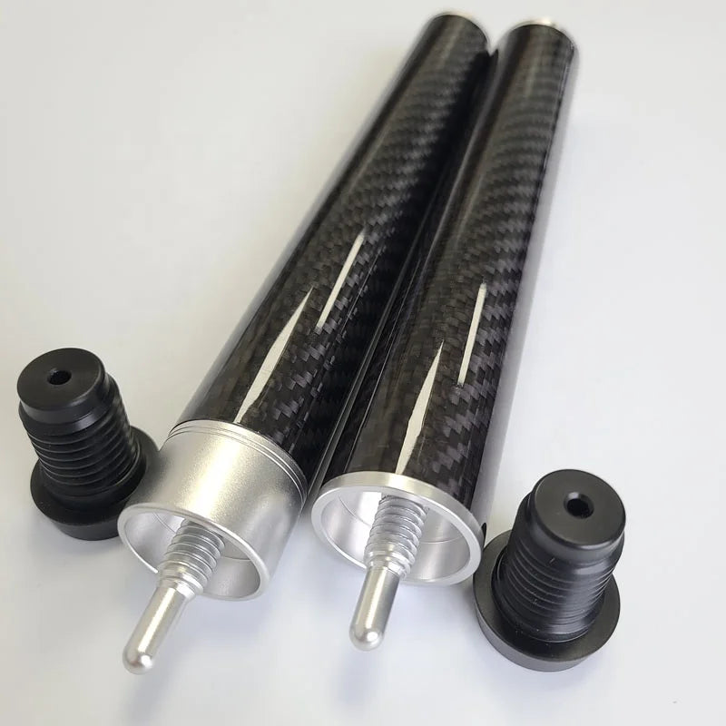 Xmlivet New Black Carbon Pool Cue Extensions with Silver Collar for Cuetec Cues 8/9inch Cue Extenders Billiard Accessories