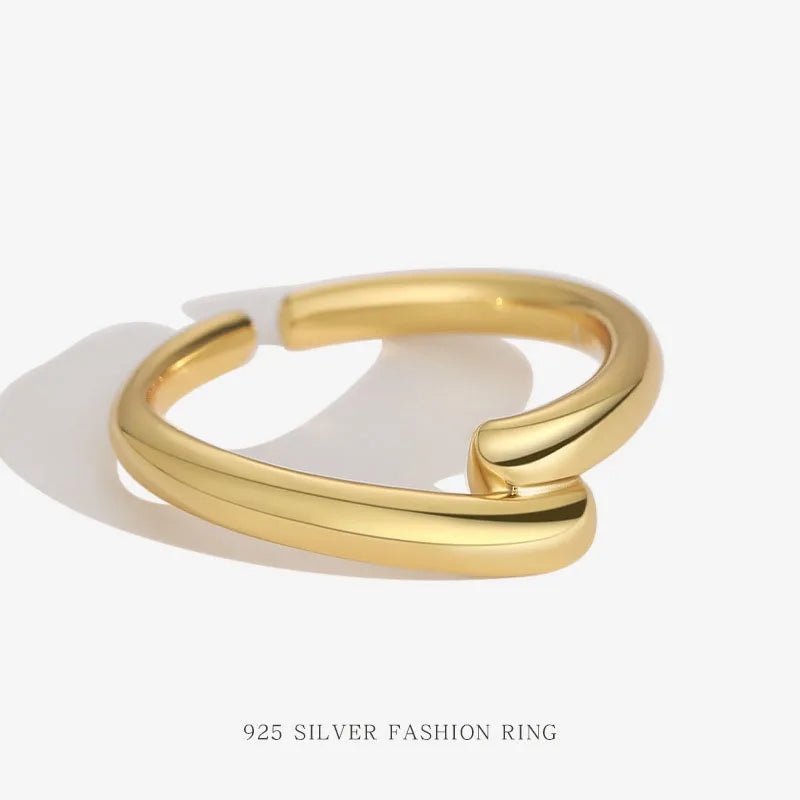 925 Sterling Silver Open Rings 18K Gold Rhodium Plated Trendy Chunky Twisted Geometric Styles Wedding Party Jewelry Stackable