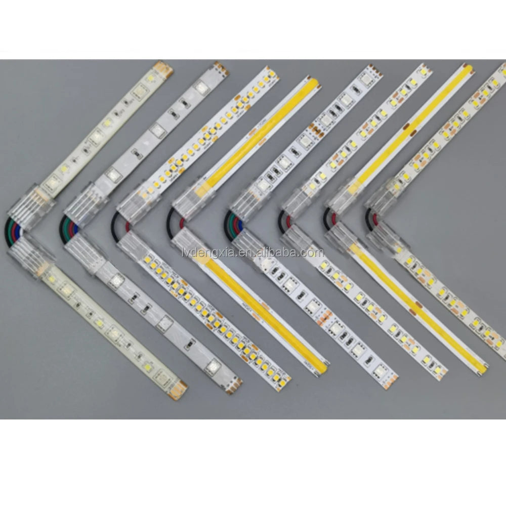 COB PCB Board Wire Connection Splitter L Shape Coupler Solderless 2P 4P 10mm COB LED Strip Light Connecting Corner Connector