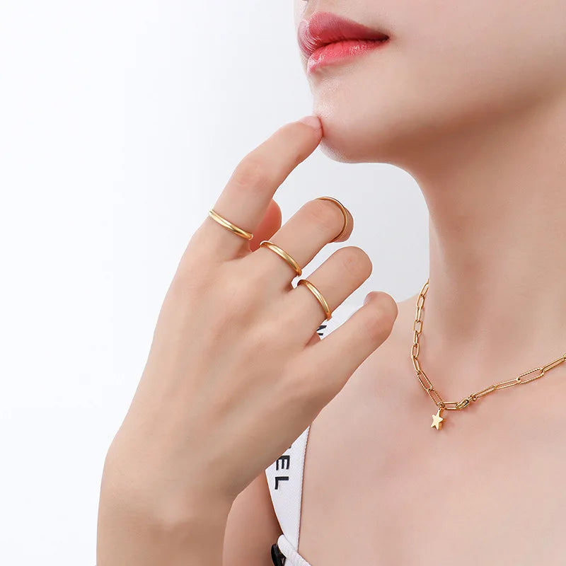 High Quality New Simple Design Titanium 316L Stainless Steel Ring for Women Jewelry
