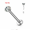 Stainless Steel 1.5-4mm Bezel Zircon Labret Nose Ring Circle Tragus Ear Nail 16G18G20G Titanium Septum Lip Piercing Jewelry