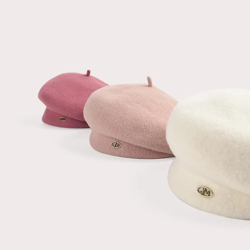 Autumn Winter Wool Beret Women Fashion Painter Head Around Temperament Pumpkin Custom Beret Hat