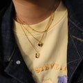 Chris April in Stock 316L Stainless Steel Simple PVD Gold Plated Retro Peach Heart Pendant Necklace
