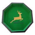 Solid Wood Frame With Green Velvet Customizable Logo Printed Poker Chip Tray With Inner Wooden Dice for Entertainment