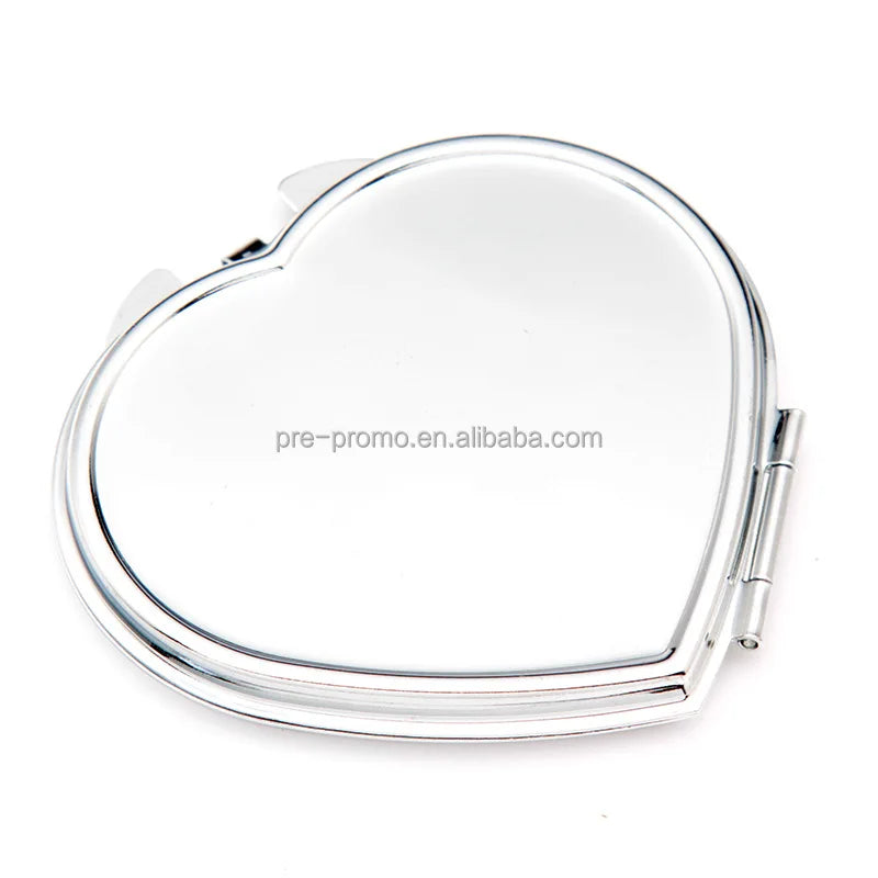 Wholesale Custom Metal Double Sides Heart Shape Cosmetic Mirror Personalized Heart Shape Pocket Mirror
