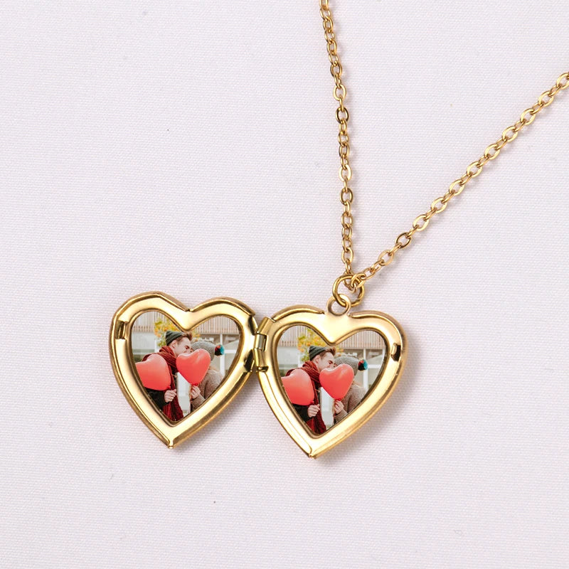 Metal Crafts Stainless Steel Photo Frame Necklace Sublimation Heart Locket Pendant Necklace