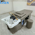 KISEN Modern Thai Style High End PU Leather Hair Washing Massage Chair Lay Down Table Shampoo Bed Chairs for Hair Beauty Salon