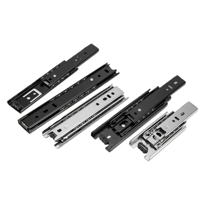 Cold Rolled Steel Ball Bearing Drawer Slide Full Extension Side Mount Telescopic Rail Custom Length for Kitchen Cabinets