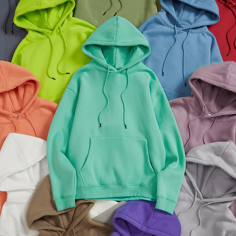YLS Wholesale Winter Streetwear New Style Thick 330Gsm Solid Color Basic Lined Fleece Hoodie Custom Label Mens Blank Oversized